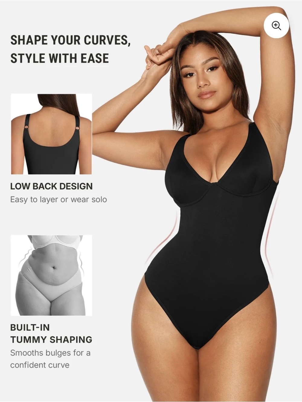 Everyday Black Tummy-Control Shaping Bodysuit
